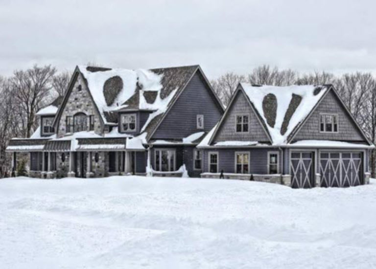 snow on garage doors winter curb appeal