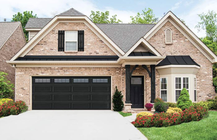 black garage door