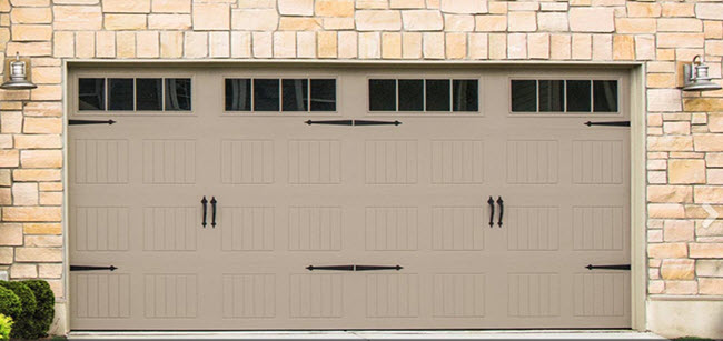 classic steel garage door close up