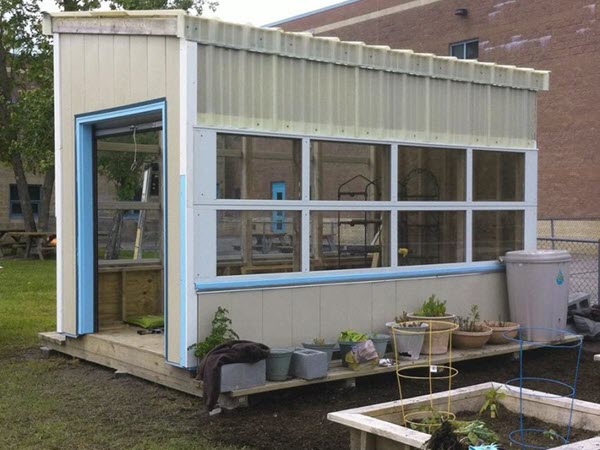 recycled garage doors greenhouse